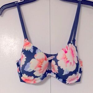 PINK Victoria's Secret Blue and Pink Floral Bra